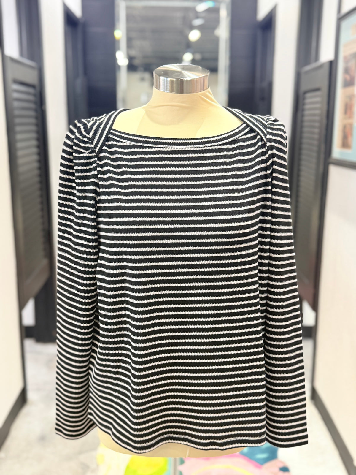 Black Striped Knit Top