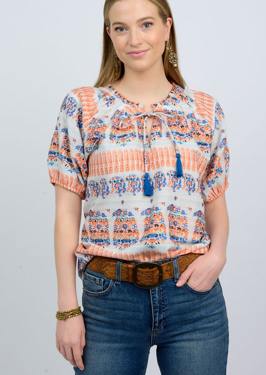 Jacquard Peasant Top