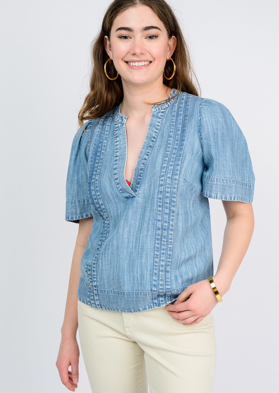 Bell Sleeve Tuck Top