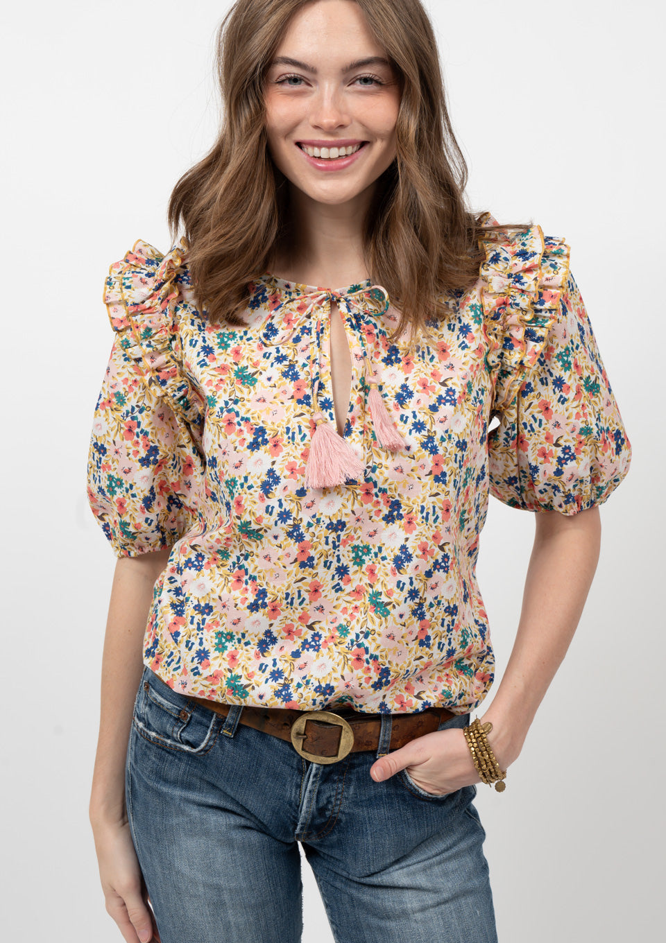 Ruffled Shoulder Top