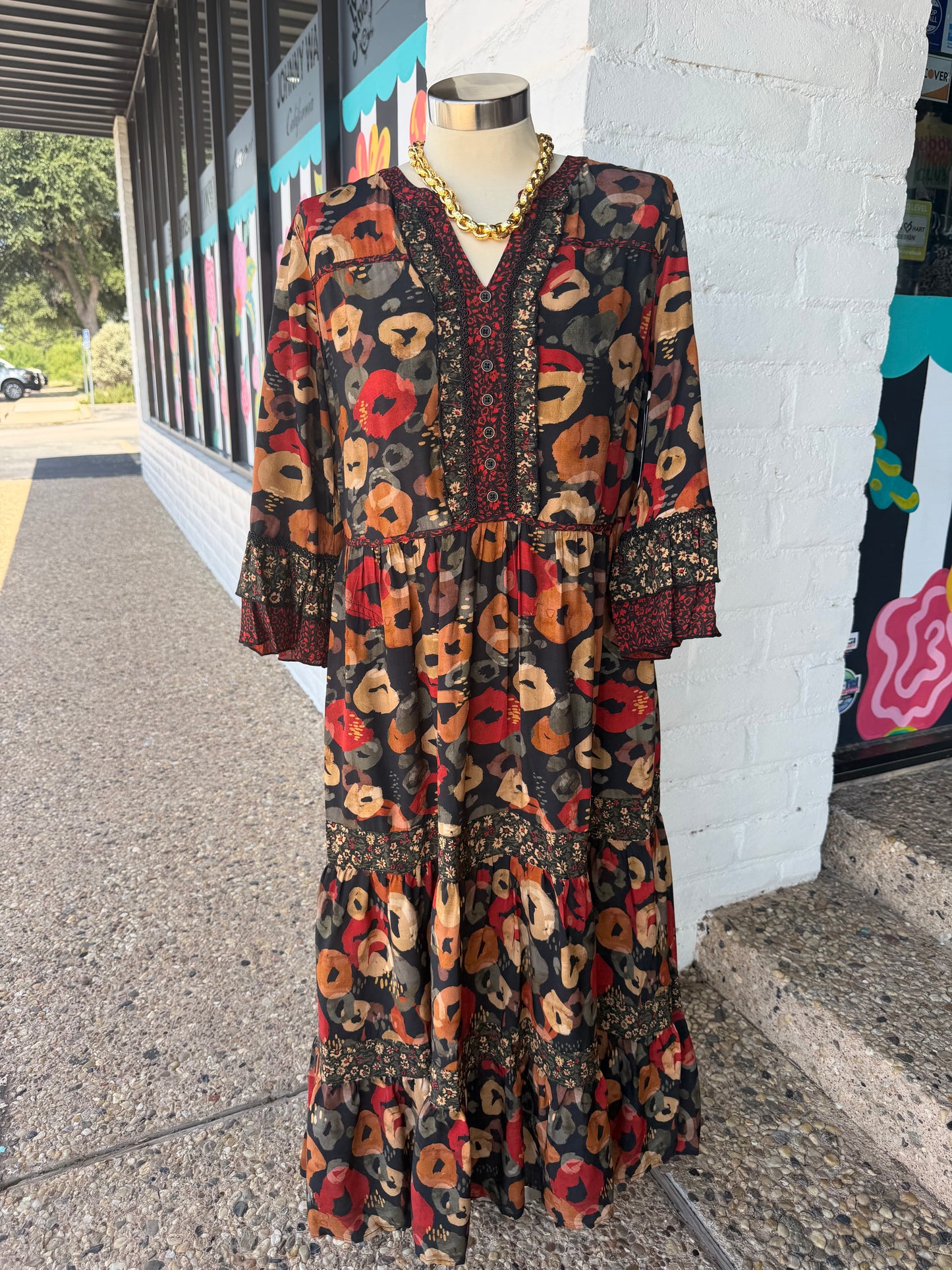 Rust Multi Floral Dress