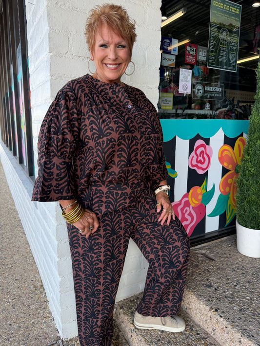 Brown/Black Barrel Pant