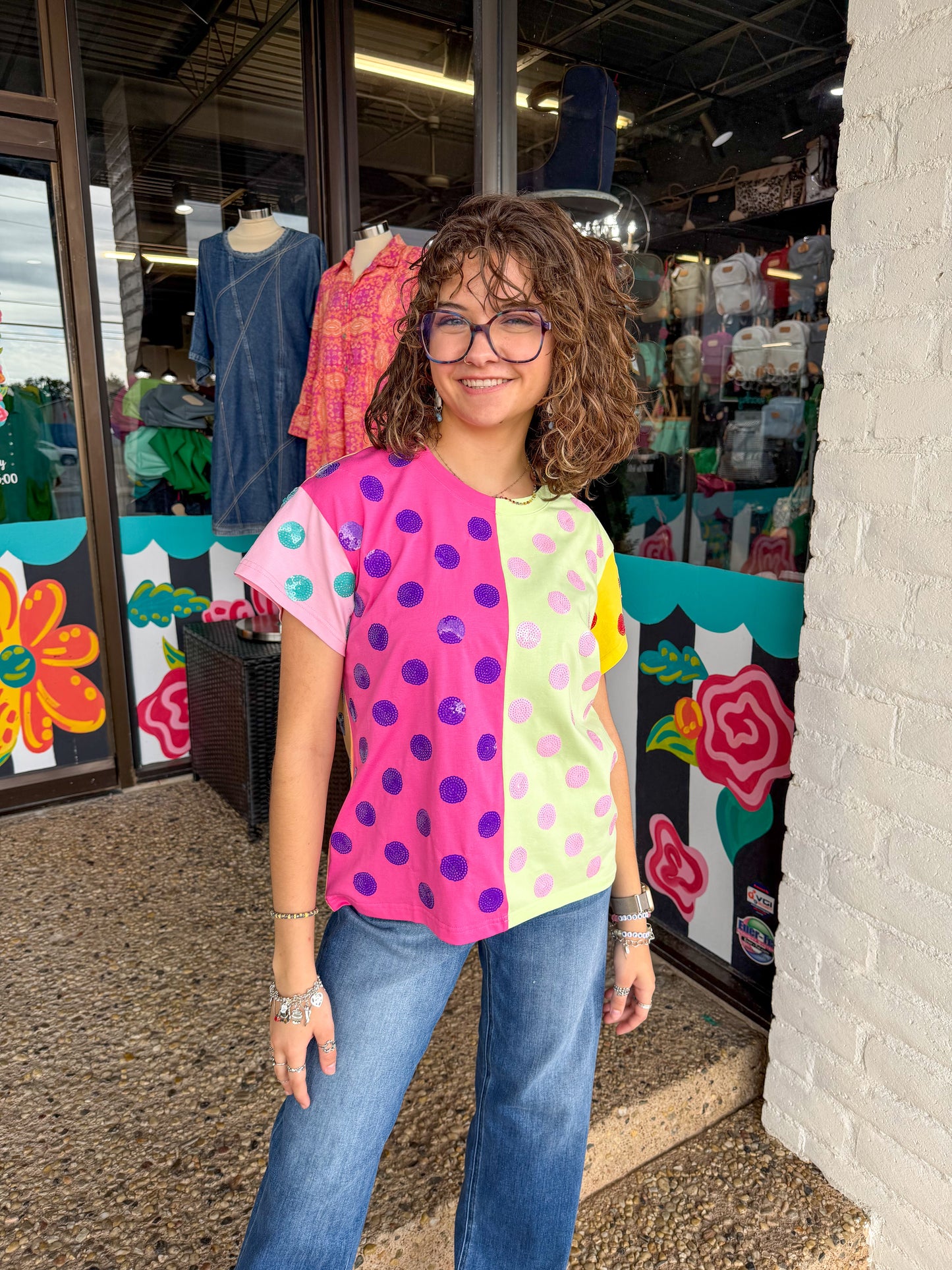 Colorblock Polka Dot Tee