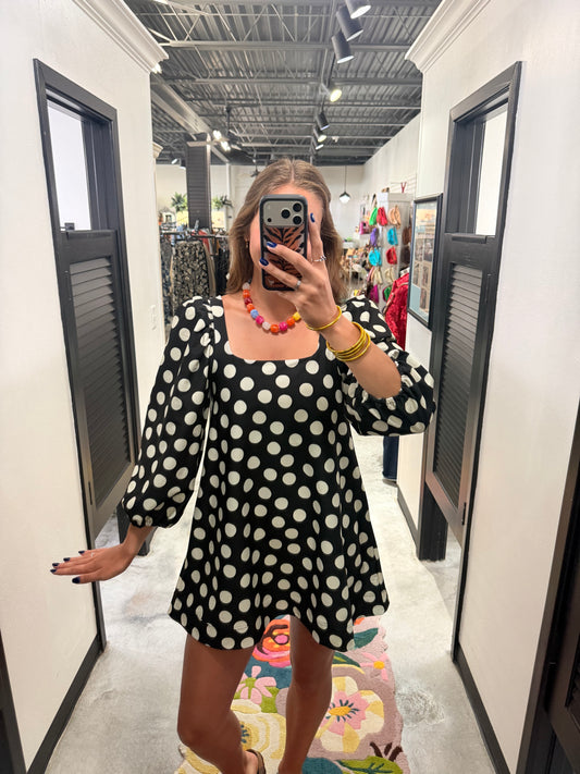 Black/White Polka Dot Collins Dress