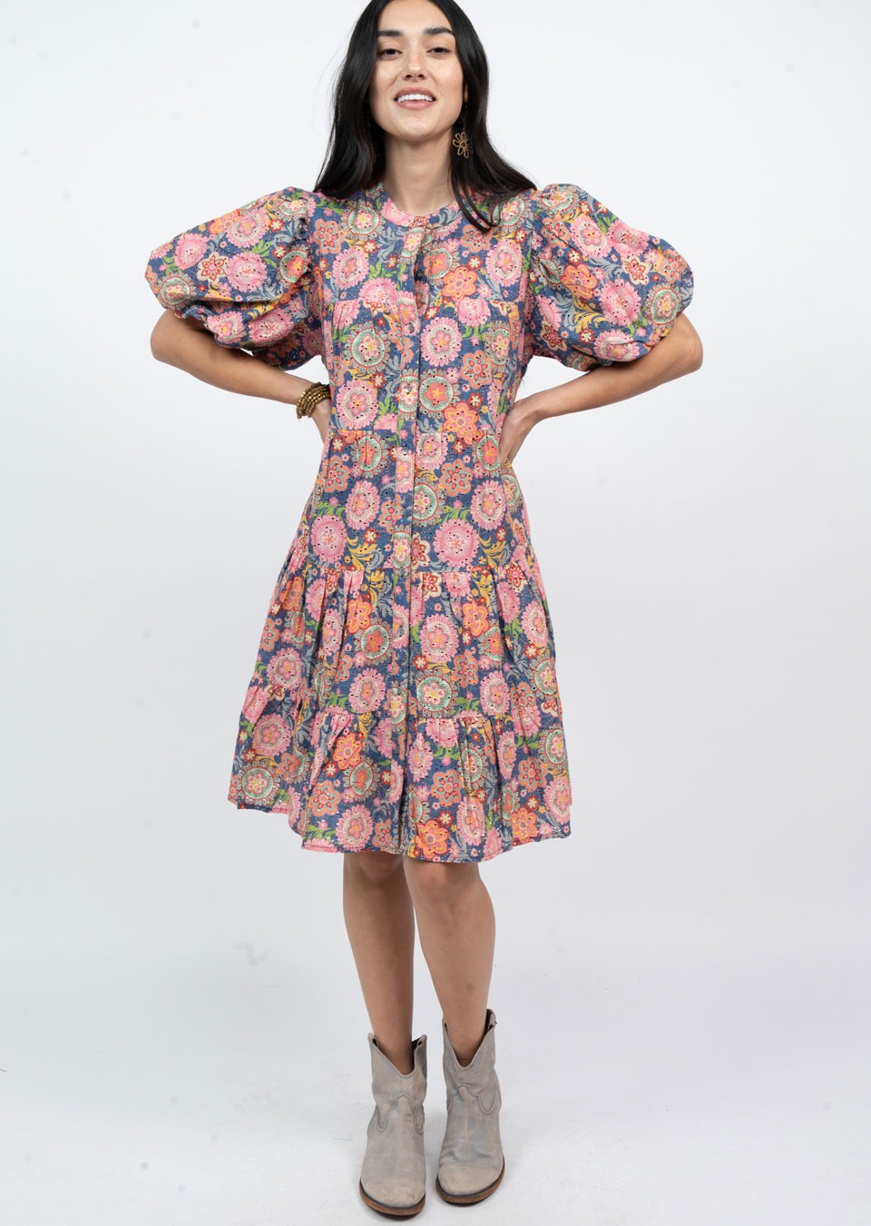 Flowers on Eyelet Dress