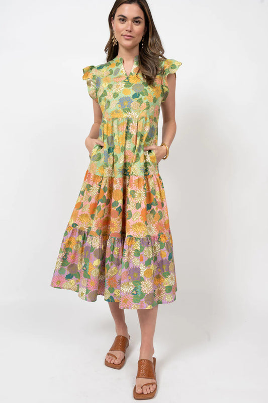 Three Dahlia's Multi Print Dress
