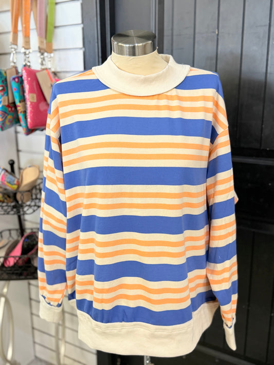 Blue & Coral Oversized Sweatshirt