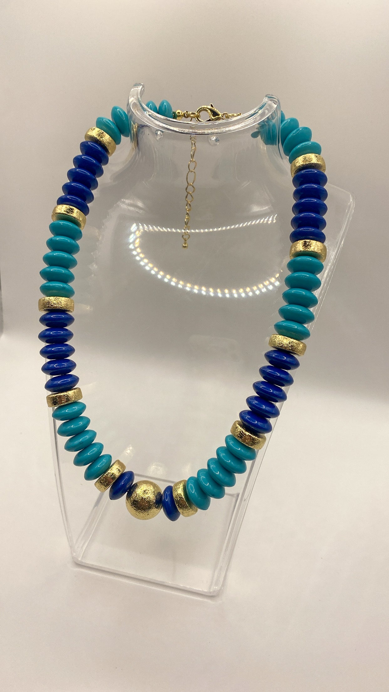Blue Tobie Beaded Disc Necklace