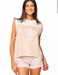 Ivory/Tan Striped Shell Knit Tank