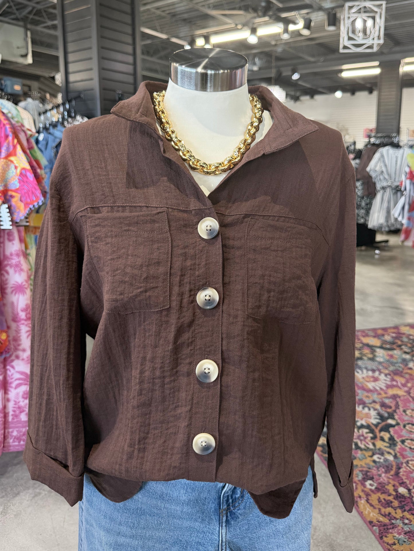 Chocolate Wire Collar Top