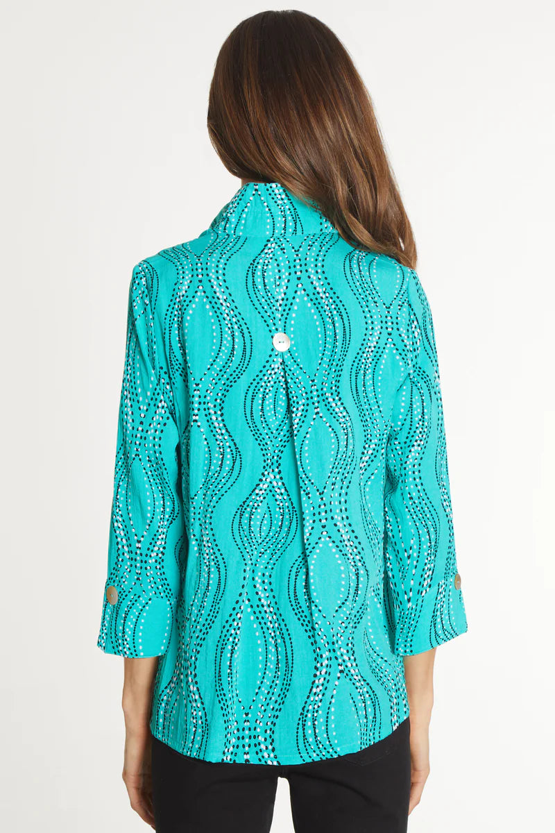 Seafoam Printed Button Up