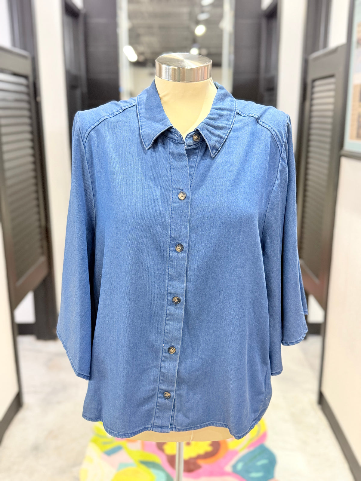 Denim Cape Sleeve Top