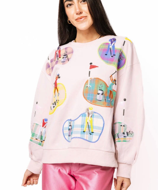 Pink Plaid Golfers Putting Sweatshirt