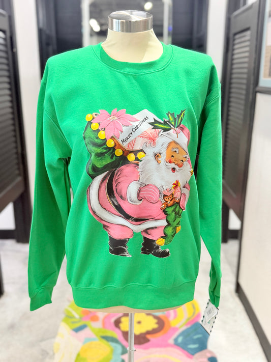 Green Vintage Santa Sweatshirt