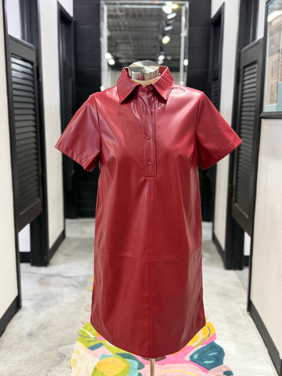 Wine Vegan Leather Dress