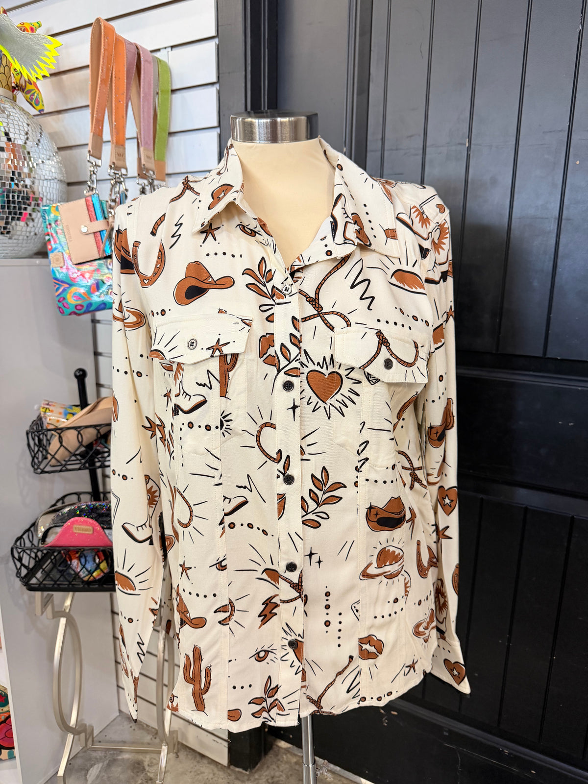 Ivory Western Print Top