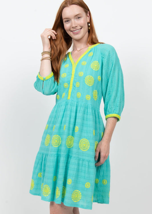 Many Medallions Turquoise Dress