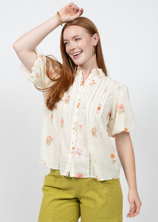 Cream Botanical Floral Top