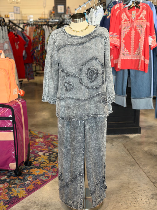 Grey Cropped Drawstring Pant