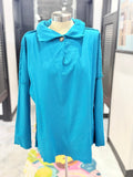 Teal Button Neck Sweatshirt