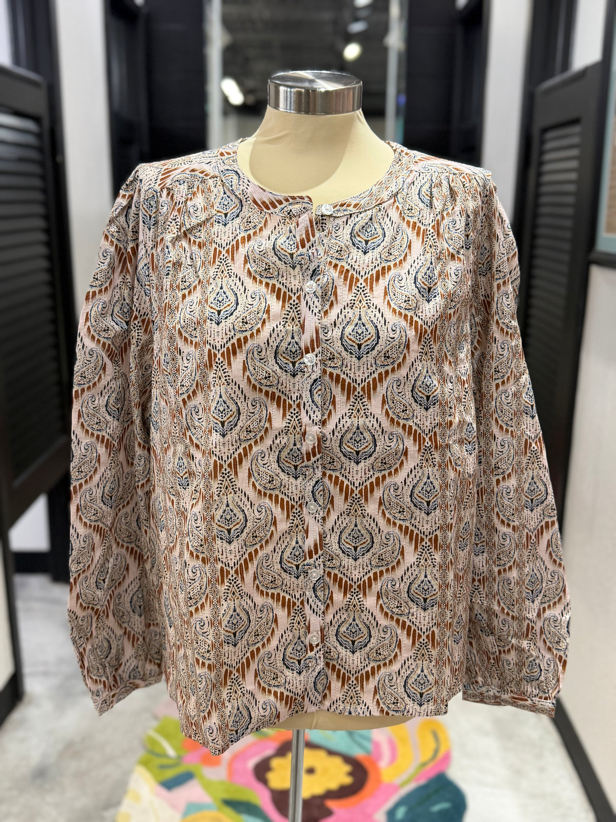 Pink/Tan MultiPrint Camilla Top
