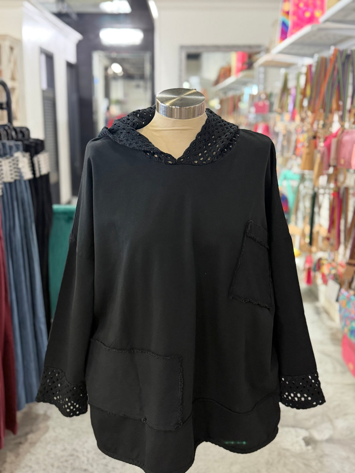 Mesh Hood & Cuffs Top