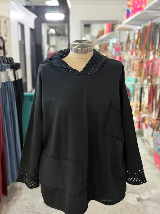 Mesh Hood & Cuffs Top