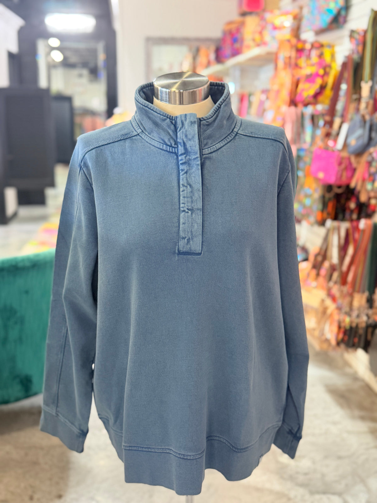Blue Natalie Funnel Sweatshirt