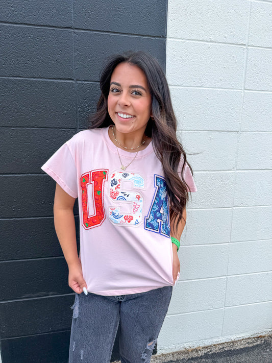 Pink USA Bandana Tee