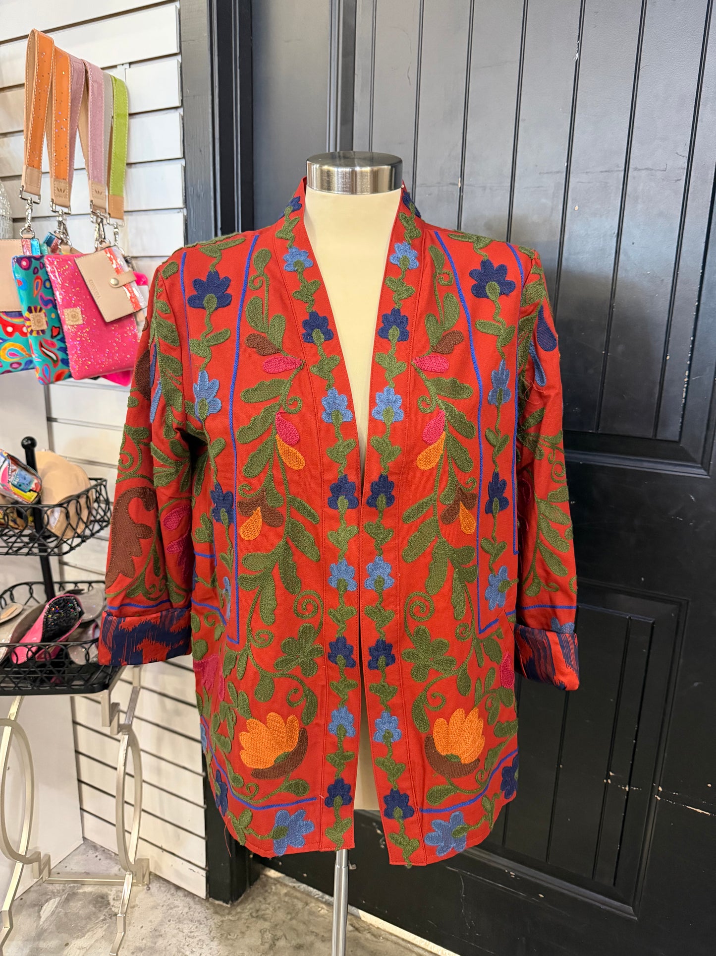 Brick Red Embroidered Jacket