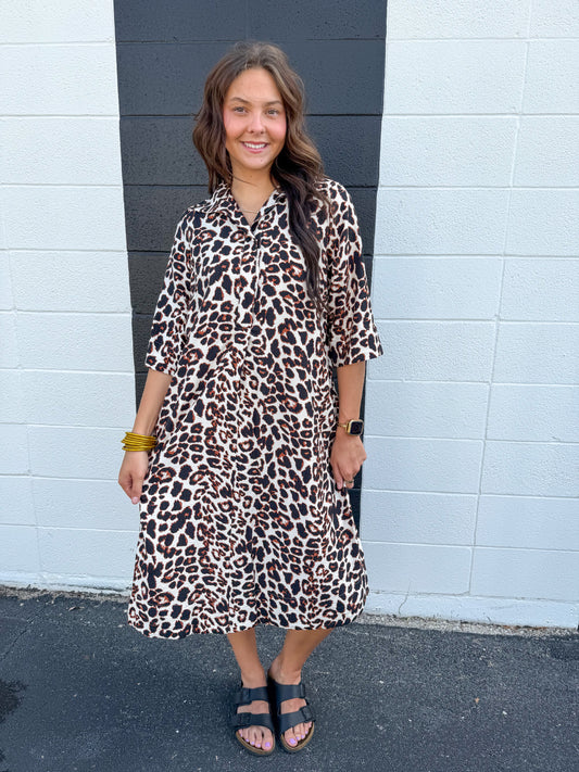 Leopard Shifty Shirt Dress