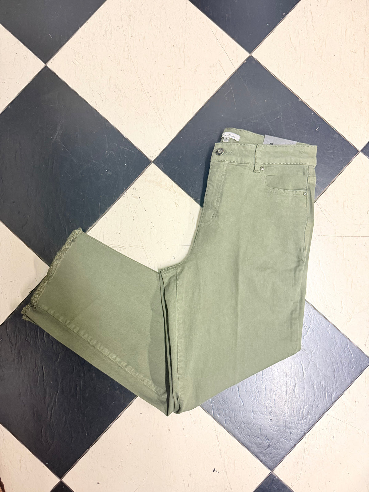 Olive Raw Hem Jeans
