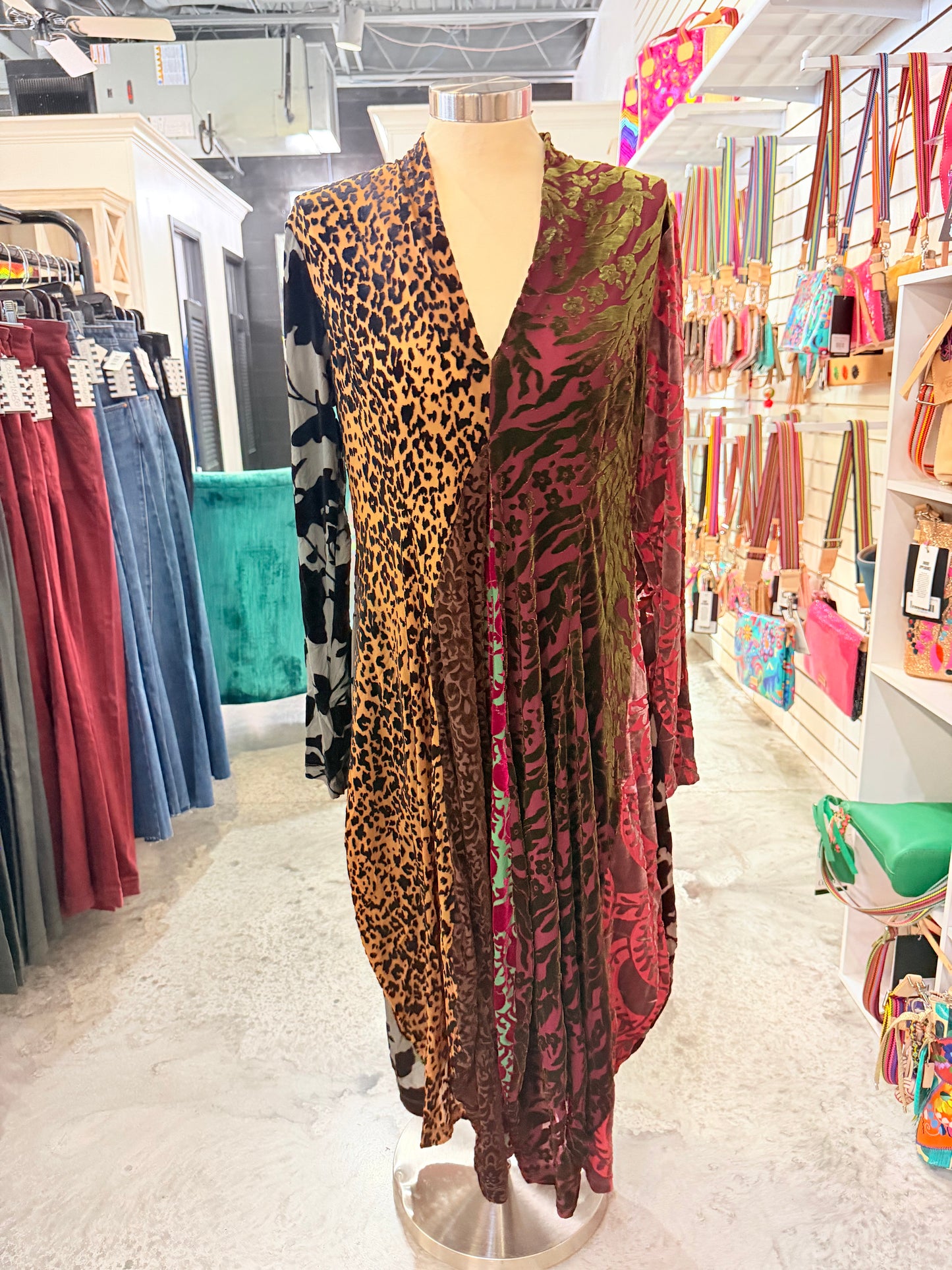 Regal Multicolor Cut Velvet Dress