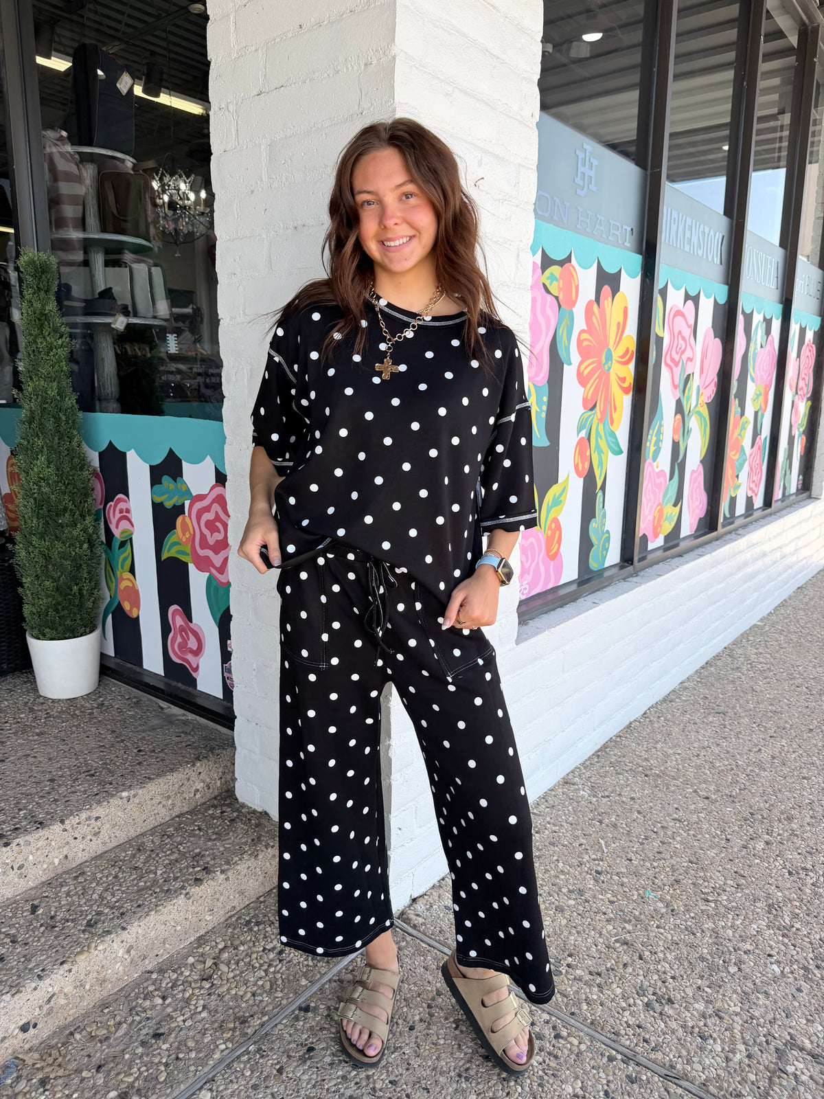 Black/White Polka Dot Pant Set