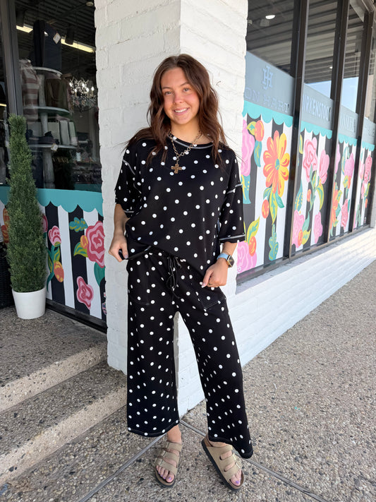 Black/White Polka Dot Pant Set