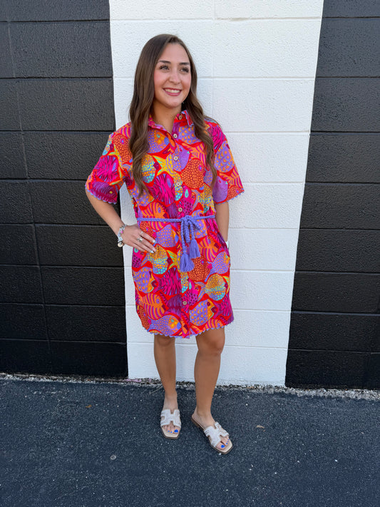 Red School Of Fish Dress