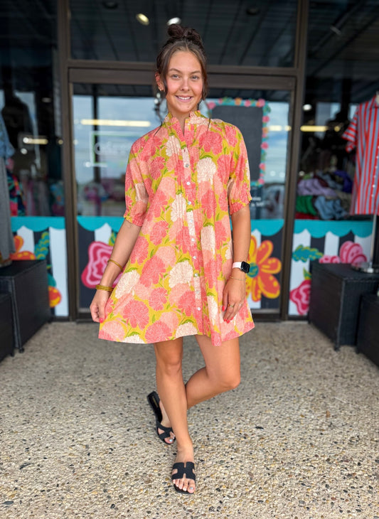 Coral Fresh Mums Dress