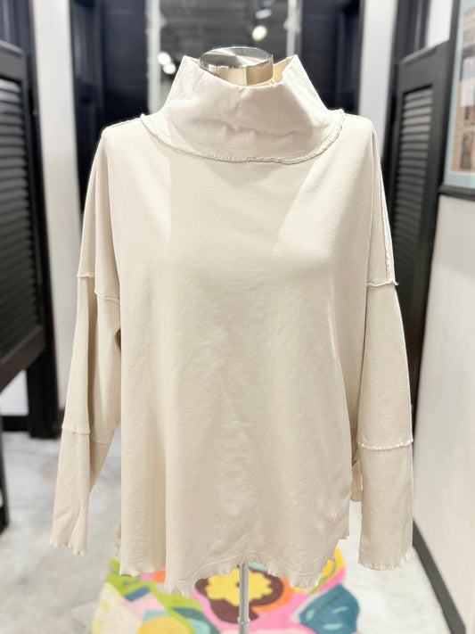 Cream Mock Neck Sweatshirt