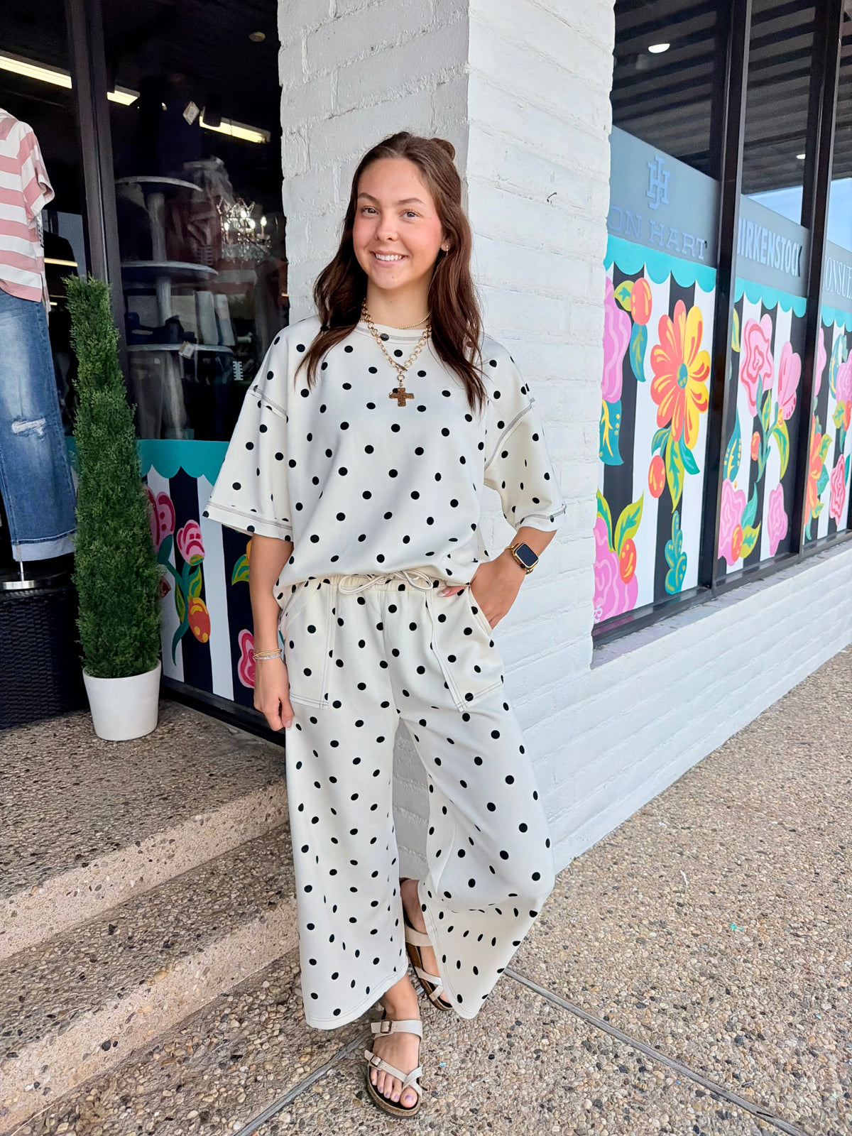 Cream/Black Polka Dot Pant Set