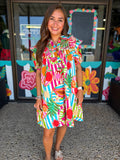 Island Fruit Gauze Peter Pan Collar Dress