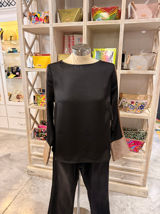 Black Gold Satin Top