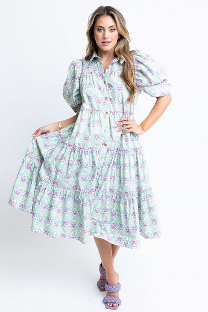 Paris Floral Poplin Midi Dress