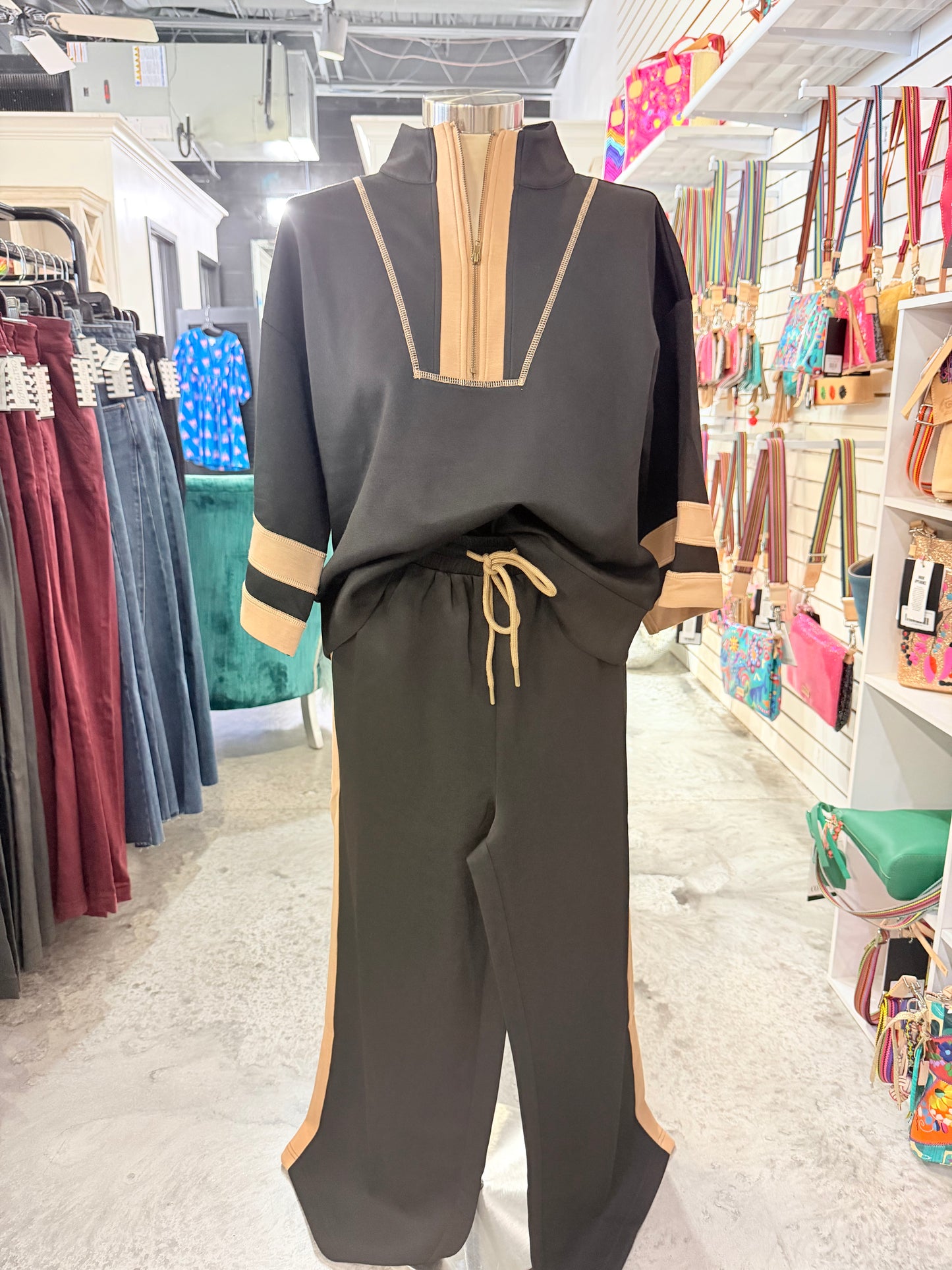 Black & Taupe Pant Set