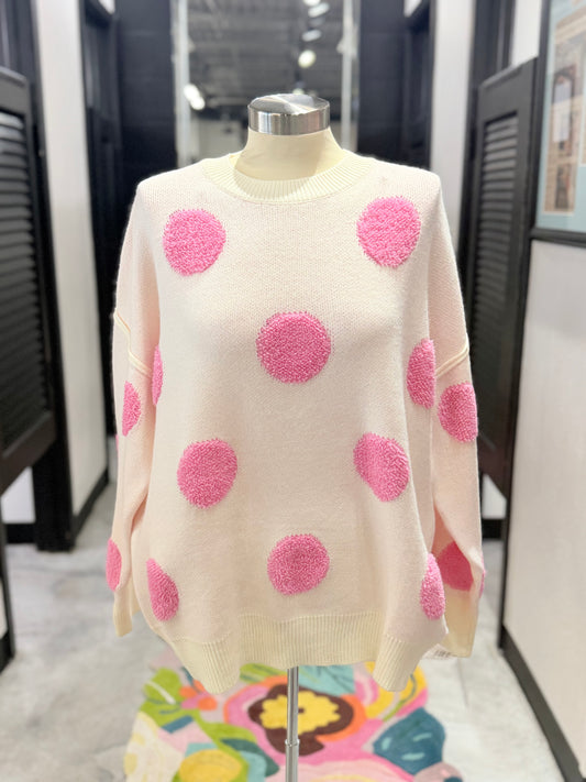 Pink Polka Dot Oversized Sweater