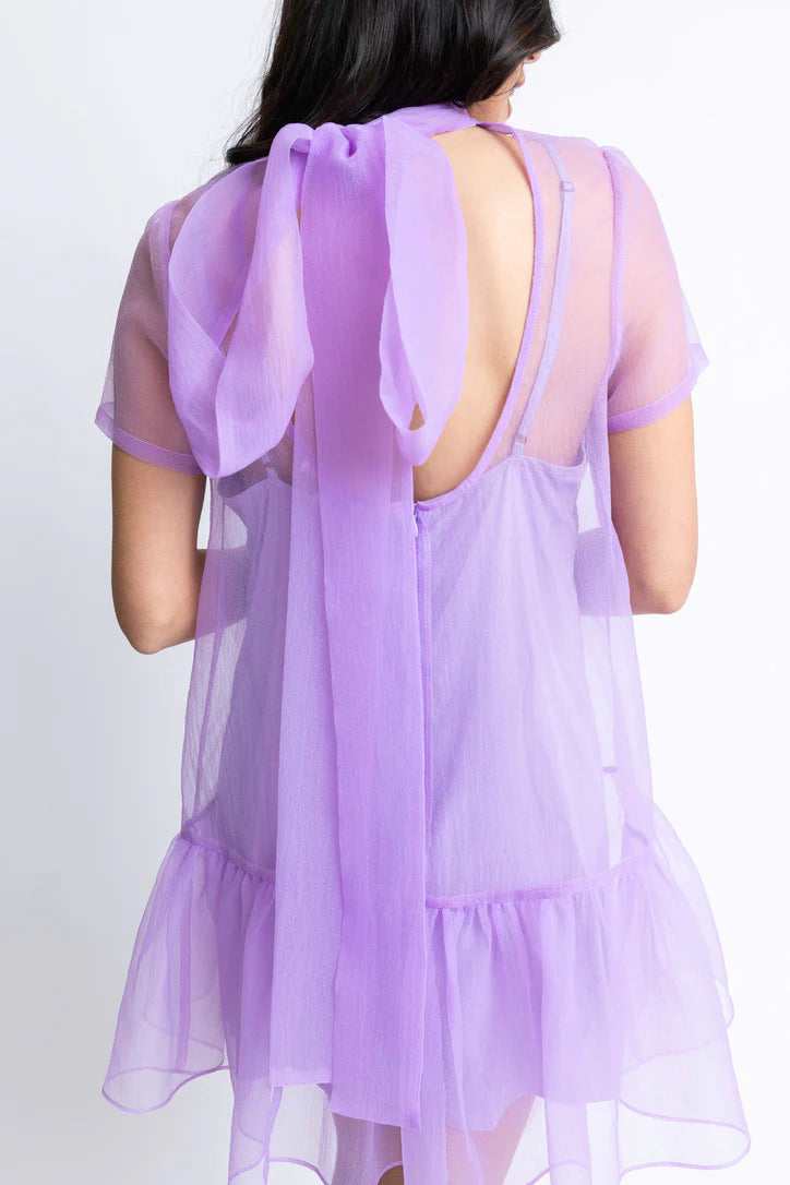 Lilac Organza Mock Bow Dress
