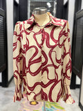 Ivory/Wine Ribbons Top
