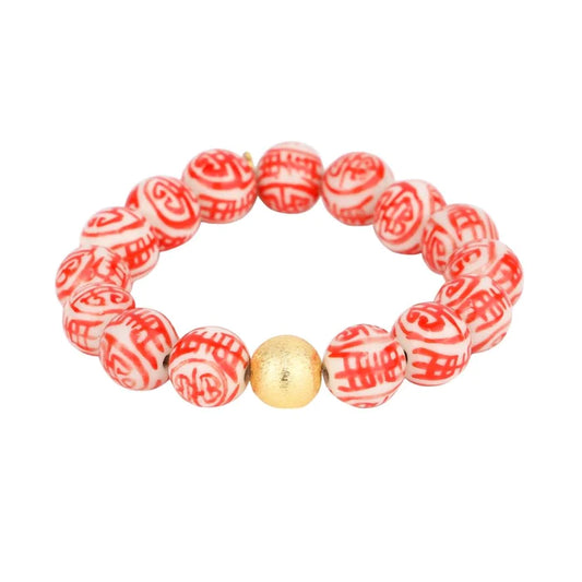 Porcelain Beaded Bracelet - Flame