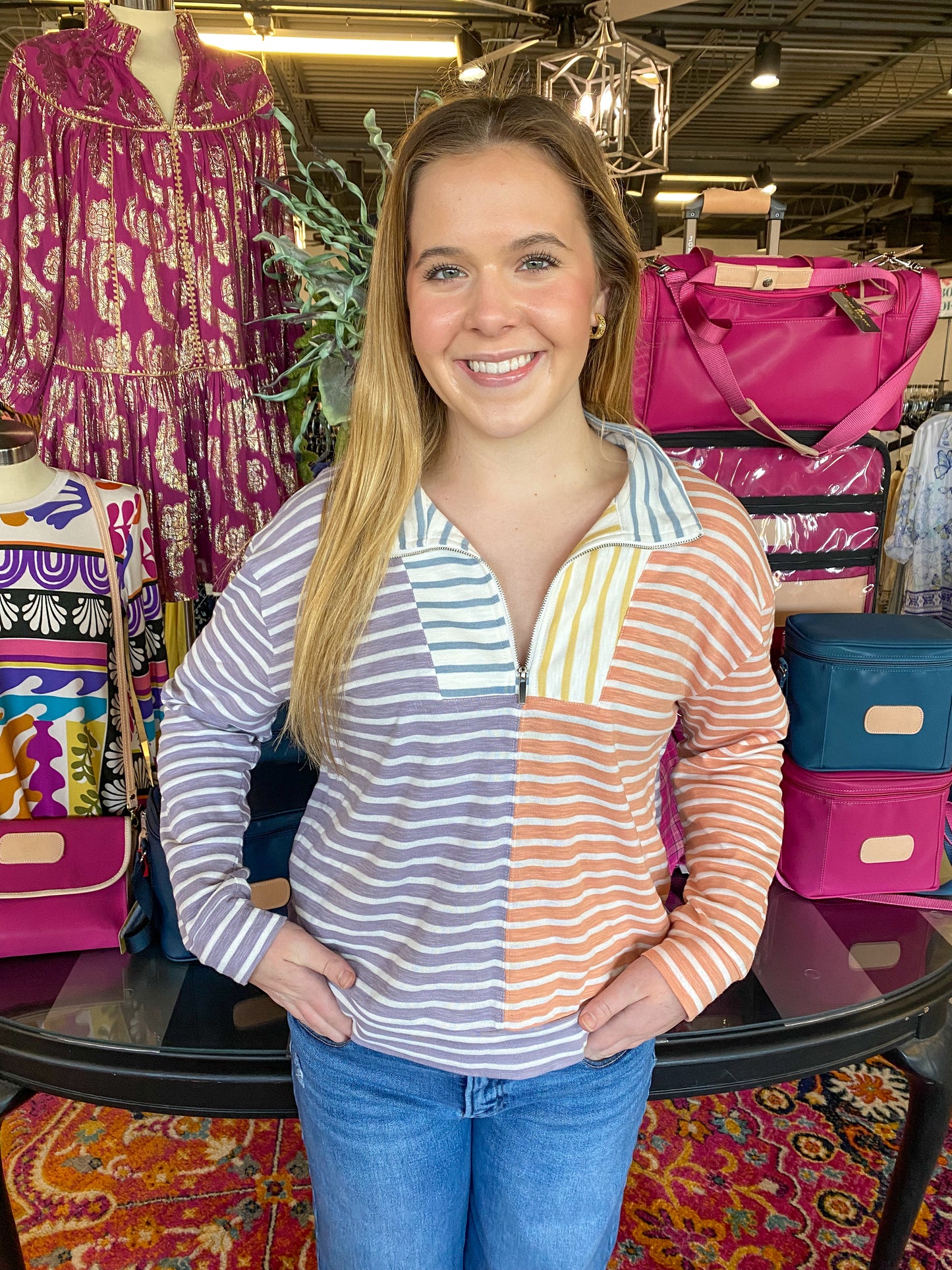 Mixed Stripe Pullover Top