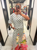 White w/Black Polka Dot Set