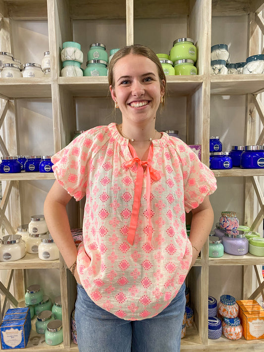 Ivory Popover and Tie Top